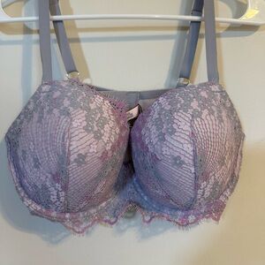 Victoria's Secret Bra Purple Gray Dream Angels Lace Lined Padded Underwire